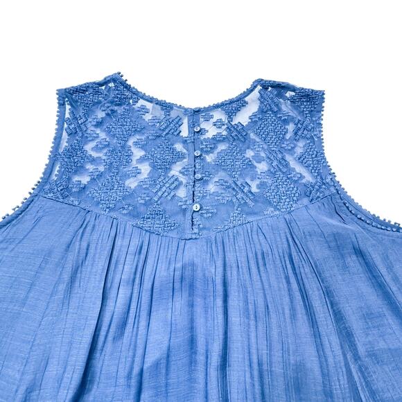Style & Co Lace Yoke Sleeveless Boho Blouse in New Uniform Blue - Size XXL - Picture 8 of 8